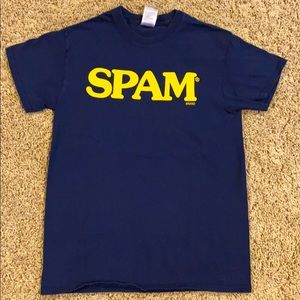 Navy blue t-shirt with SPAM on the front